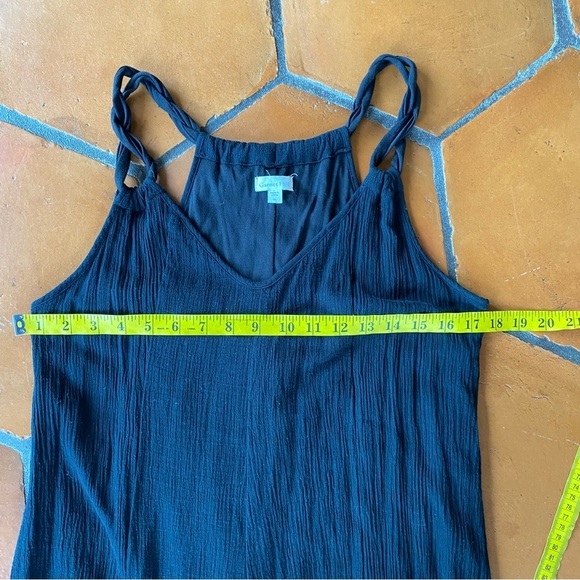 Garnet Hill Sz Medium Black Maxi Cotton Gauze Boho Sundress Lined Beach Comfort - Picture 8 of 9